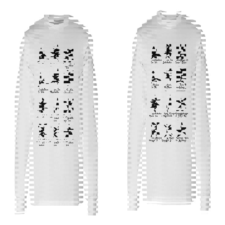 クールなタイプの忍者スターと手裏剣格闘技tシャツ 長袖Tシャツ