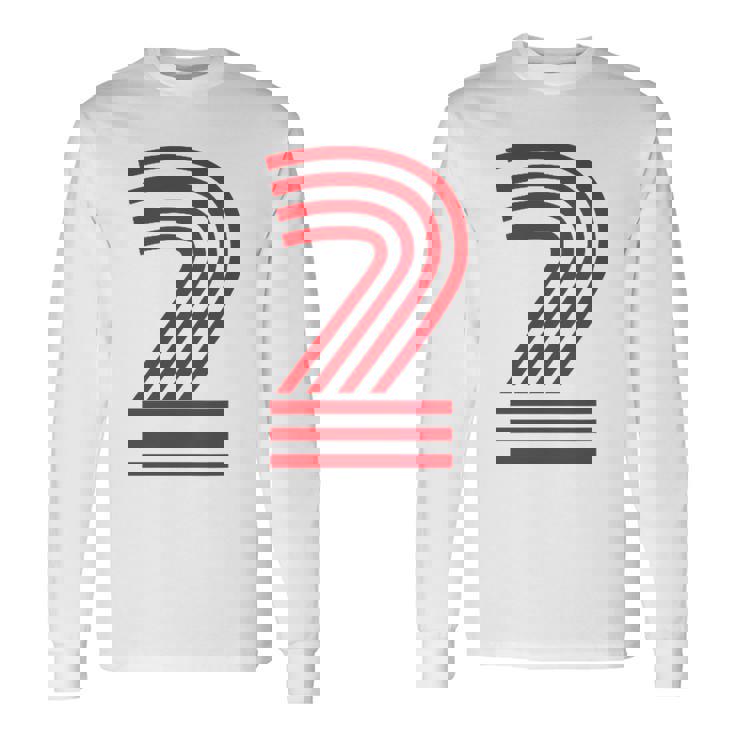 クールなレトロなレタリングジャージ、背番号2 Two Dos 長袖Tシャツ