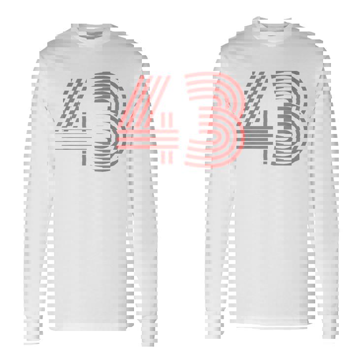 クールなレトロなレタリングジャージ、背番号43 Fourtythree 長袖Tシャツ