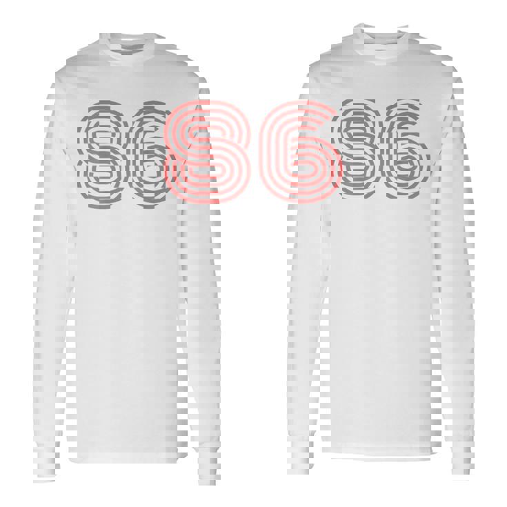 クールなレトロなレタリングジャージ、背番号86 1986 長袖Tシャツ