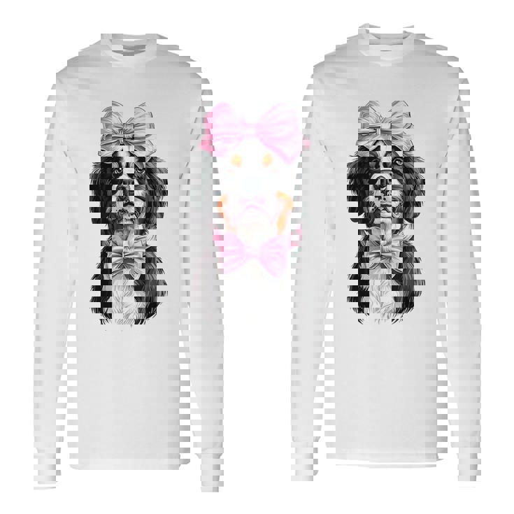 コケットボウ バーニーズマウンテンドッグ ママピンクリボンガール 長袖Tシャツ