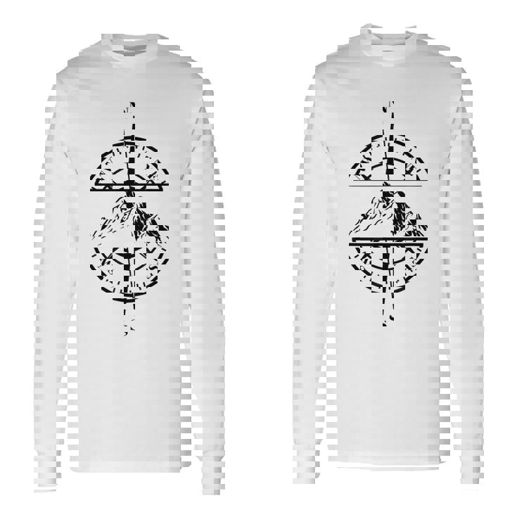 コンパス ローズ マウンテン シーン 自然 恋人 ハイキング バックパッキング 長袖Tシャツ