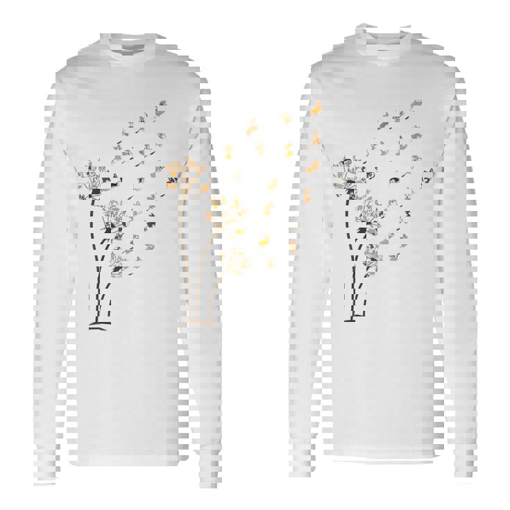 コーギー フラワー フライ タンポポ 面白い かわいい 犬好き ウェルシュ コーギー 長袖Tシャツ