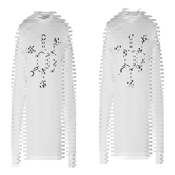 コーヒーカフェイン化学式 長袖Tシャツ