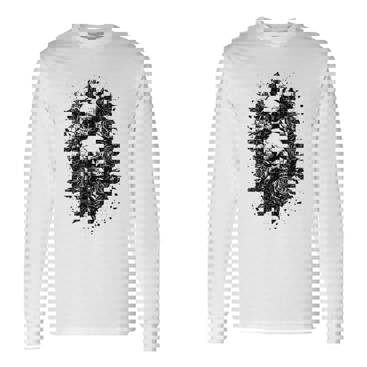 ゴシック フローラル アートワーク ゴス 美的 ローズ オルタナティブ フローラル 長袖Tシャツ