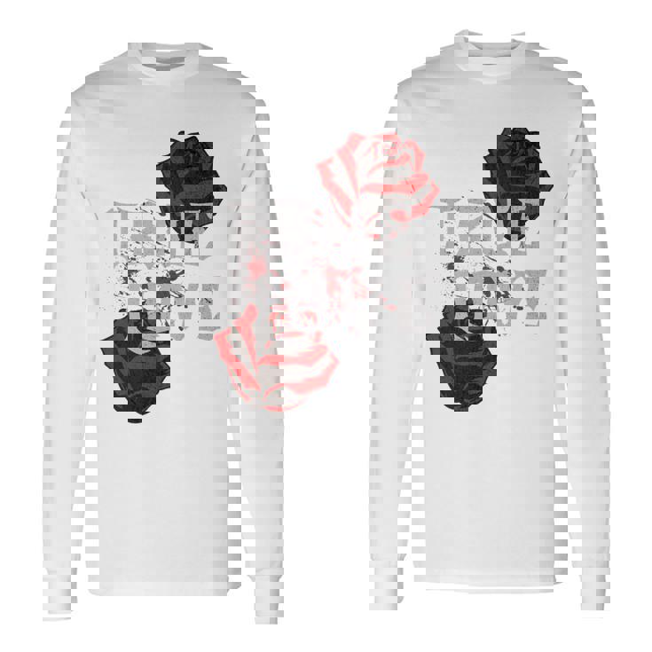 ゴシック ローズ パンク ラブ バレンタイン 学生 ロックミュージック ギグ 長袖tシャツ 長袖Tシャツ