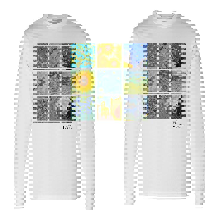 ゴッホの絵画、ひまわり、星月夜 長袖Tシャツ