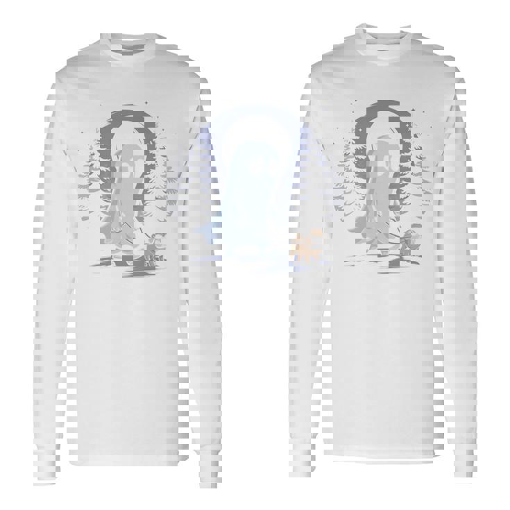 ゴースト 犬 散歩 面白い ハロウィン コスチューム パーティー パグ愛好家 長袖tシャツ 長袖Tシャツ