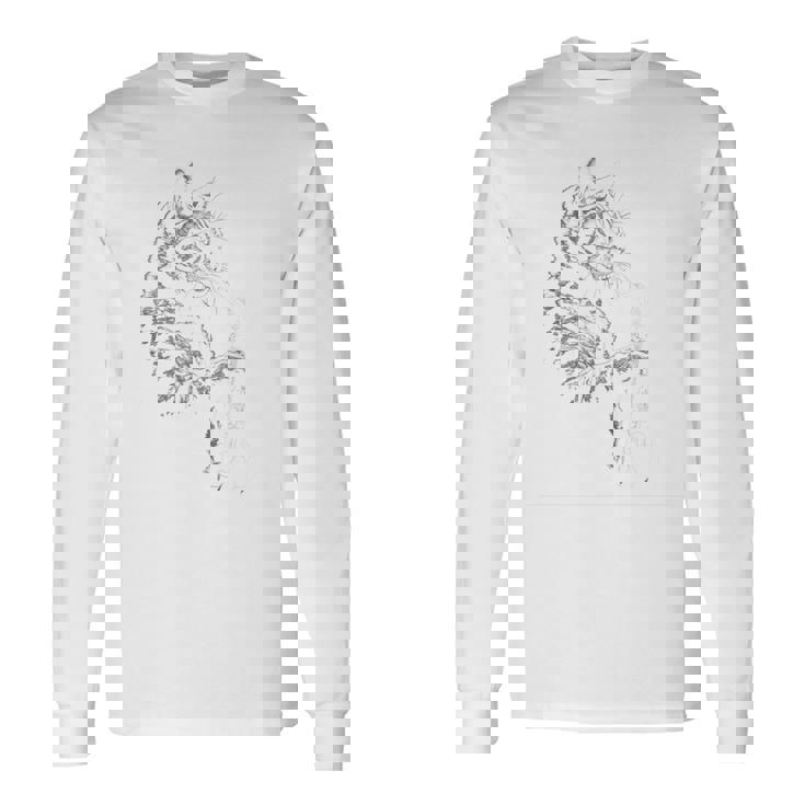 サックスを奏でる猫 ヴィンテージ ジャズ ミュージシャン サクソフォニスト 長袖tシャツ 長袖Tシャツ