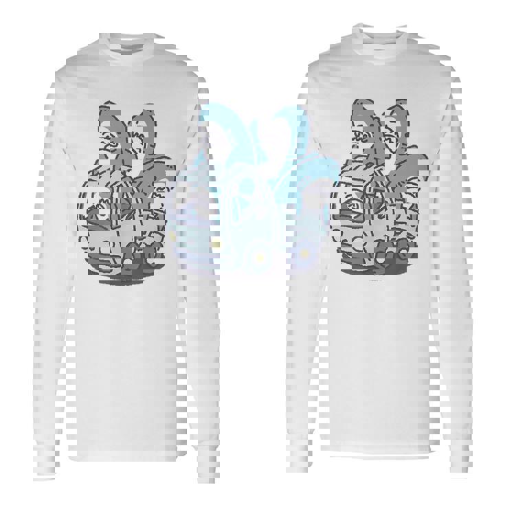 サメがたくさんトラックに 長袖Tシャツ