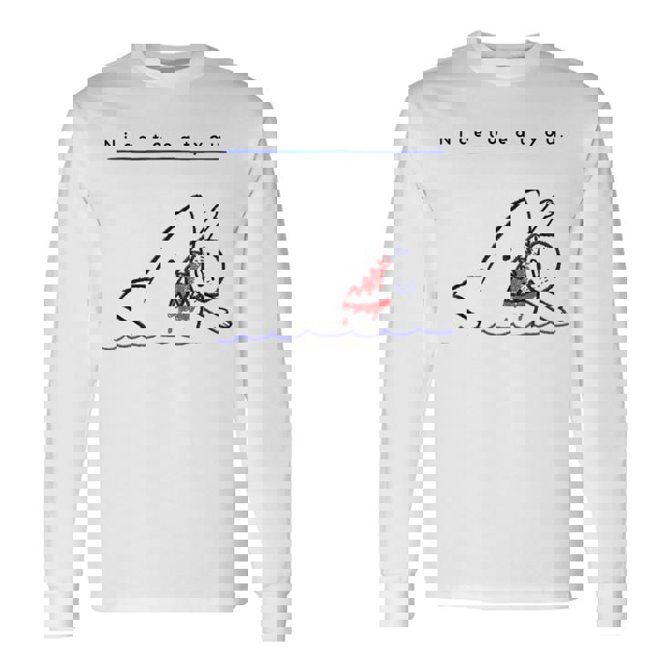 サメのことわざ ブラックユーモア Nice To Eat Yo 長袖Tシャツ