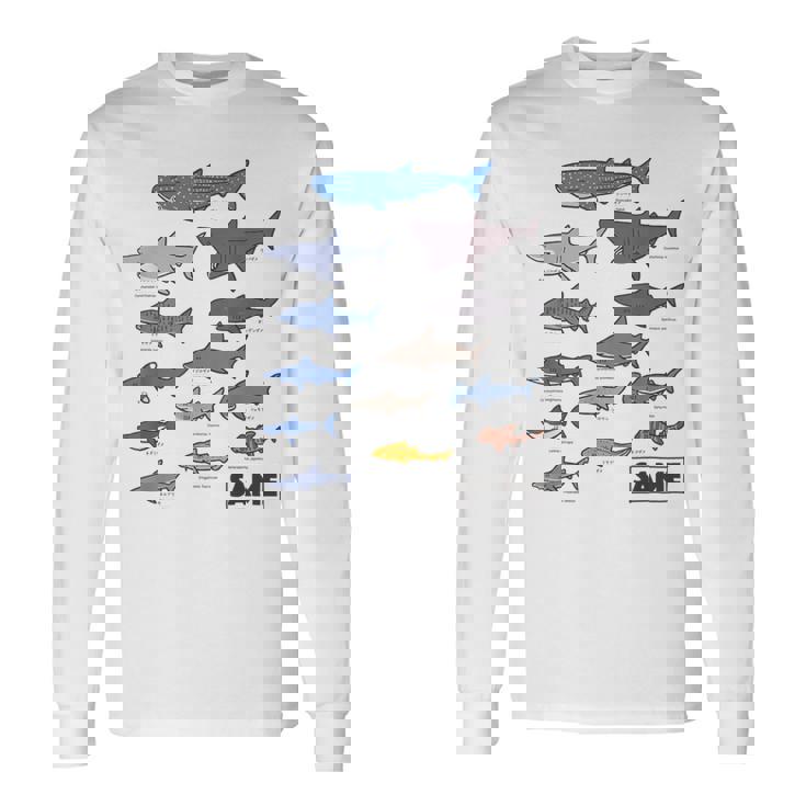 サメ図鑑 長袖Tシャツ