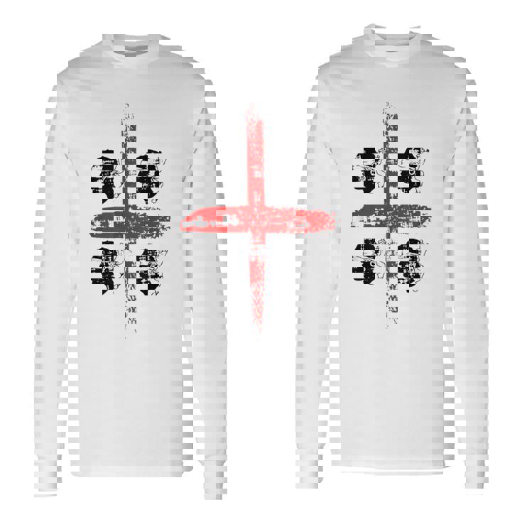 サルディニア国旗イタリア、四つのムーア国旗、グランジアート効果 長袖Tシャツ