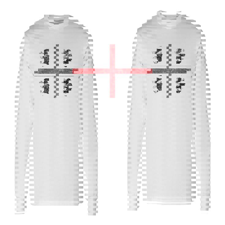 サルデーニャ国旗 イタリア 4 ムーア人 長袖Tシャツ