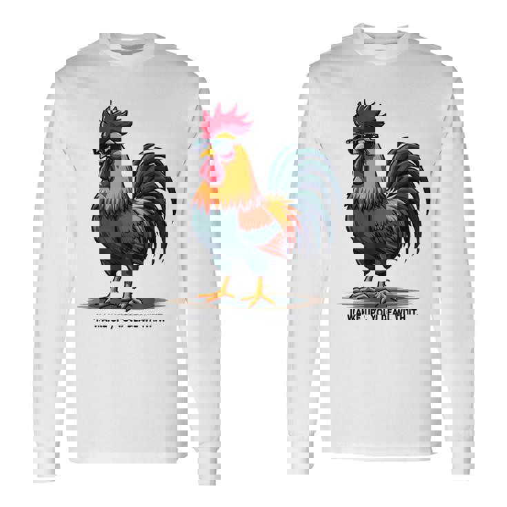 サングラスをかけた姿勢のクールな雄鶏。 長袖Tシャツ