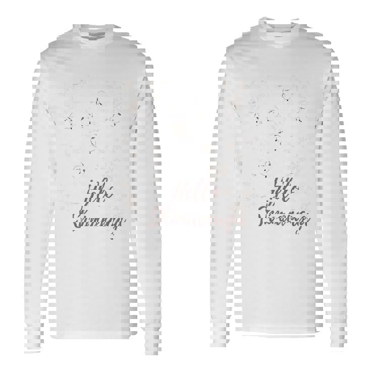 シマエナガの雪の結晶 長袖Tシャツ