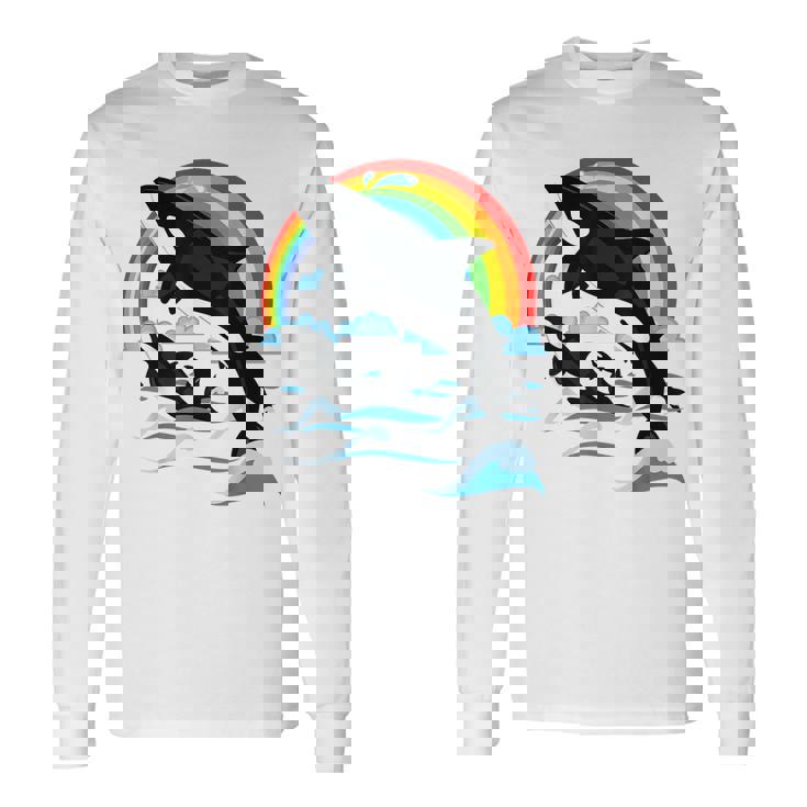 シャチ。シャチホエールウォッチング 長袖Tシャツ