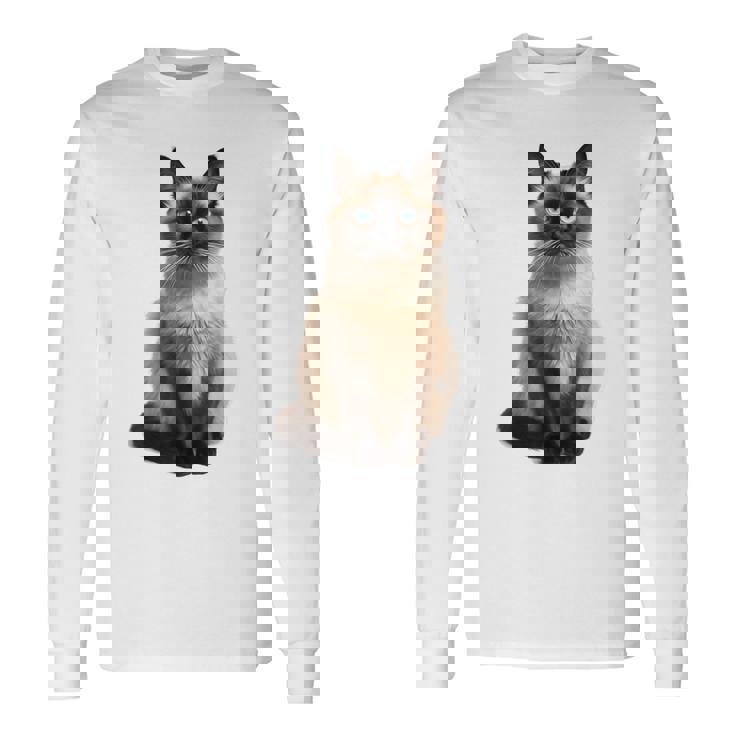 シャム猫 美人 雄大なシャム猫 ラブリーシャム猫 長袖Tシャツ ギフトのアイデア