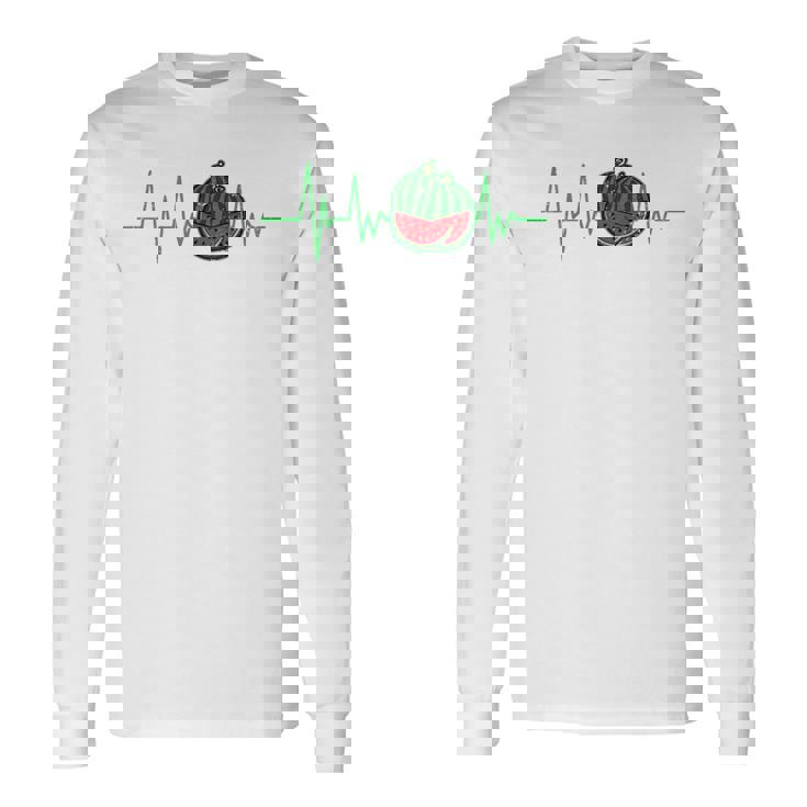 スイカ 農家 ハートビート ガーデニング 果物 農業 庭師 長袖tシャツ 長袖Tシャツ