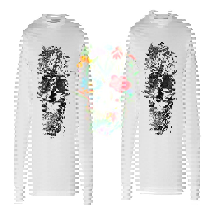 スカルフラワー チューリップ シュガースカルツリー フローラル スカルローズ 長袖Tシャツ