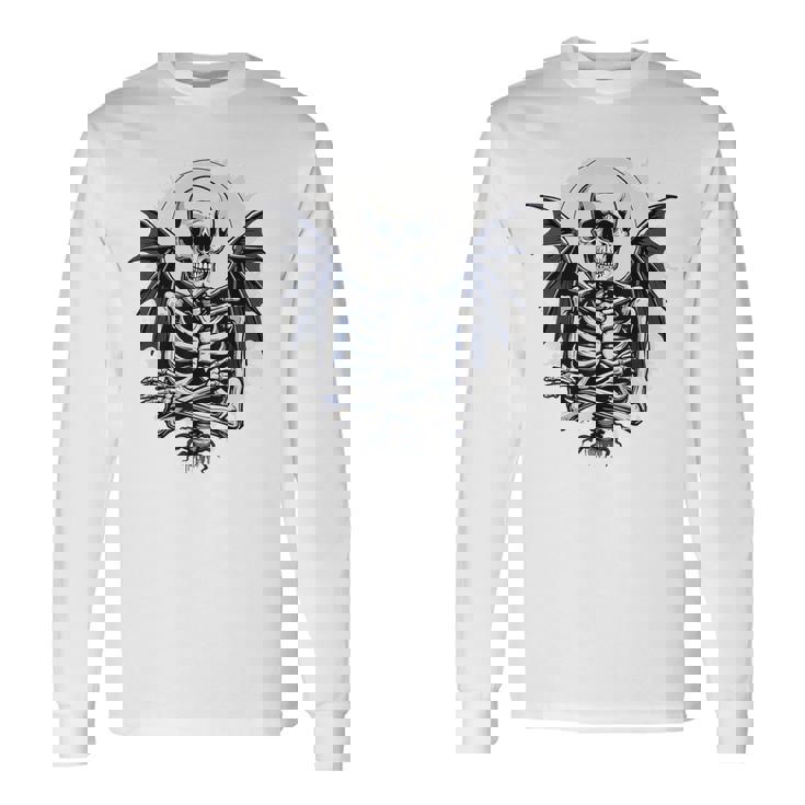 スケルトン ハロウィン コスチューム 怖い 不気味な翼 死 長袖Tシャツ