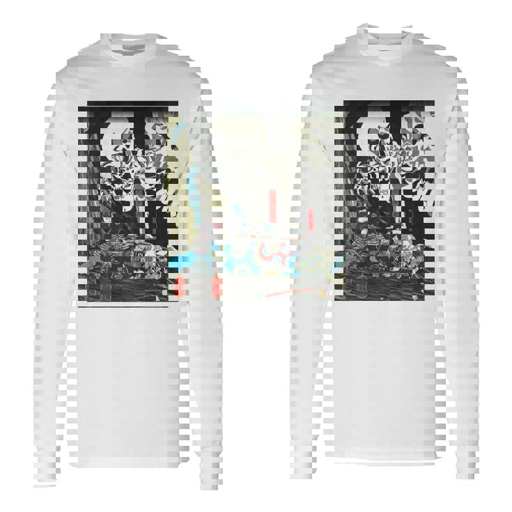 スケルトン 妖怪 歌川 国芳 日本美術 ハロウィン 相馬の古内裏 善知安方忠義伝 バックプリント 長袖Tシャツ