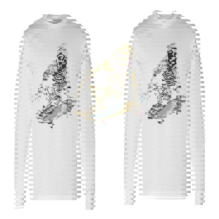 スケートボード スケルトン スケーター スケートボーダー スケートボード 長袖Tシャツ