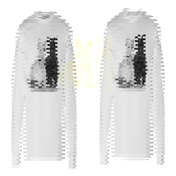 スコティッシュテリア犬の所有者ペット所有者アートデザイン 長袖Tシャツ