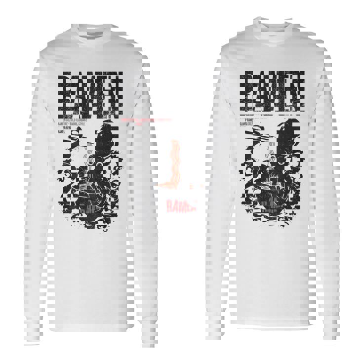 ストリートウェア ラーメン カワイイ オタク マンガ アニメ バックプリント モダン 長袖Tシャツ