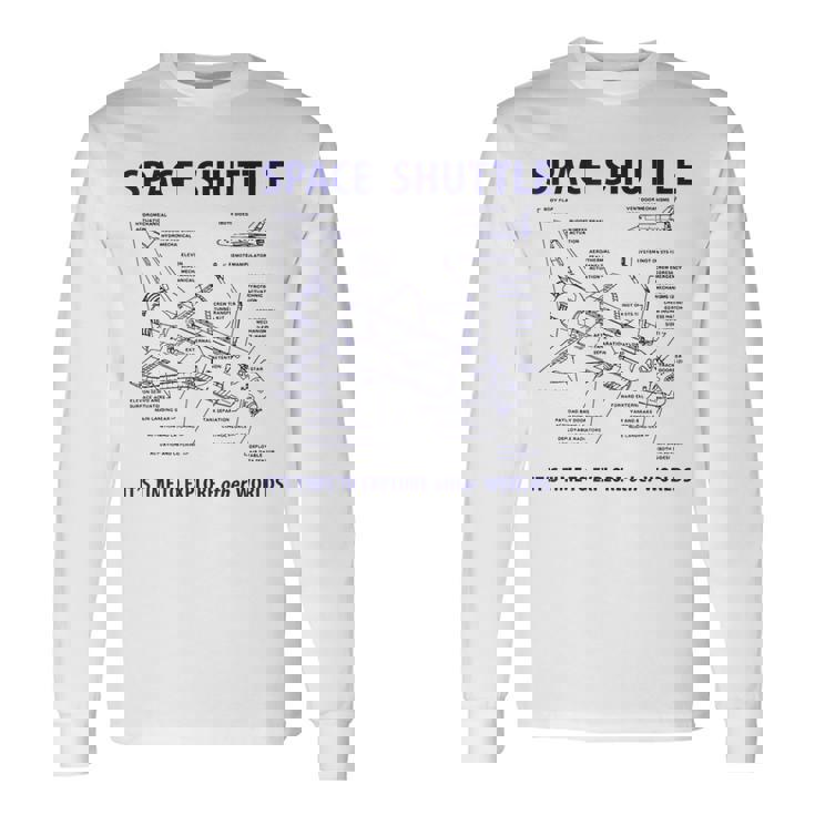 スペースシャトル レトロレイアウト ロケット科学者&宇宙飛行士用 長袖Tシャツ