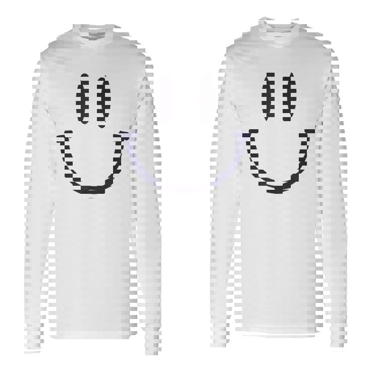 スマイリーフェイス キュート ポジティブ モチベーションアップ ハッピーススマイルフェイス 長袖Tシャツ