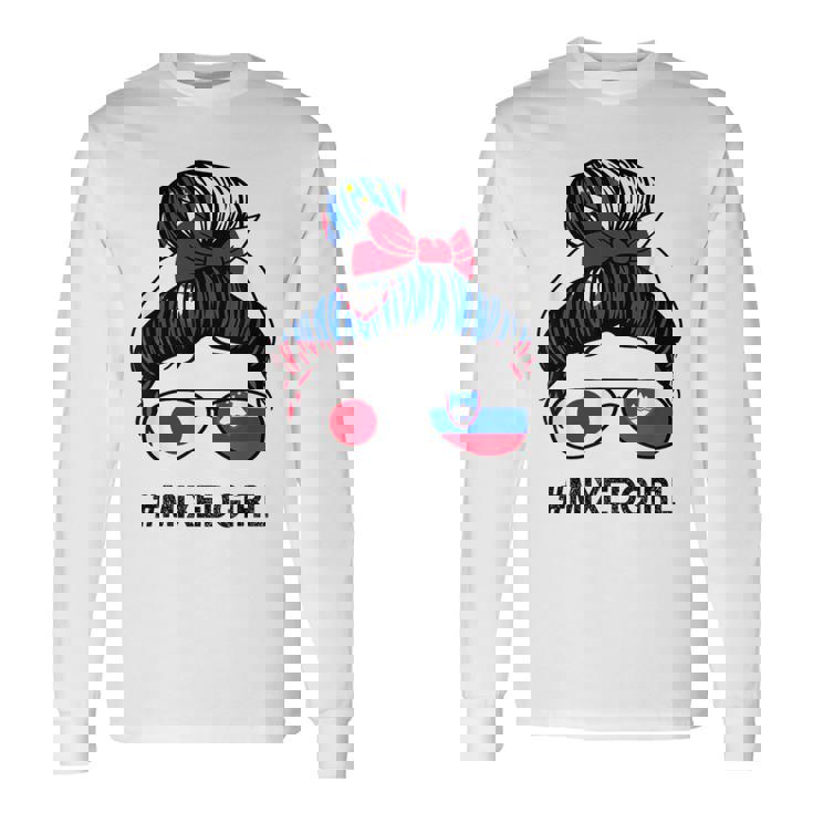 スロベニア 日本国旗 スロベニア 日本の散らかったお団子 長袖Tシャツ