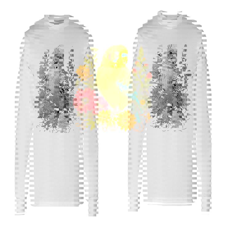 セキセイインコ 鳥 ママ セキセイインコ オウム ヴィンテージフラワー 長袖Tシャツ