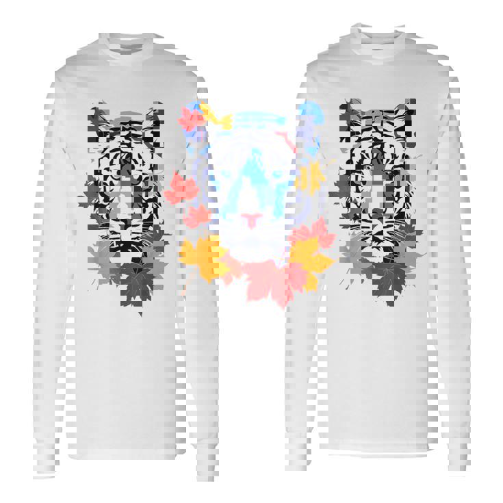 タイガー 動物 自然 動物園 抽象芸術 顔 虎 長袖Tシャツ