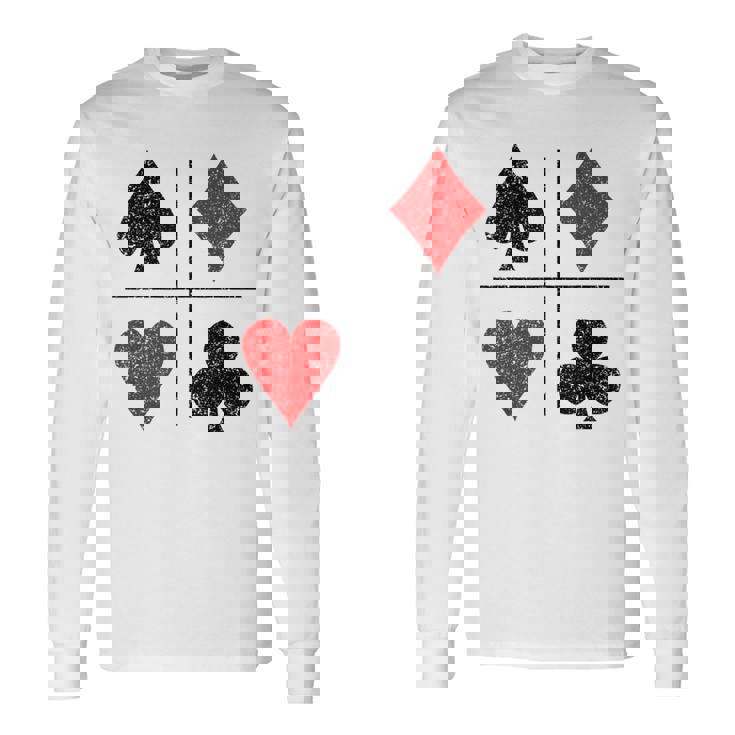ダイヤモンド スペード ハーツ クラブ トランプスーツ ポーカー 長袖Tシャツ