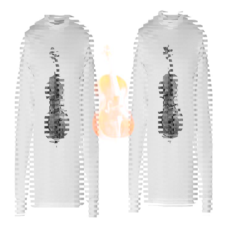 チェロ 楽器 モチーフ アート チェロ 長袖Tシャツ