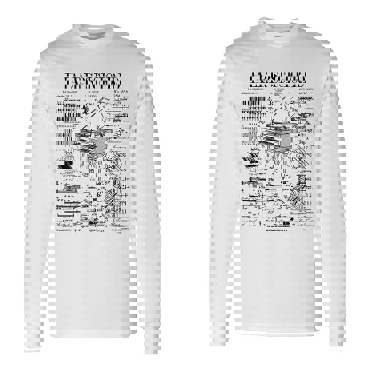 チェンバロ奏者 ヴィンテージ 特許 鍵盤 楽器 長袖tシャツ 長袖Tシャツ
