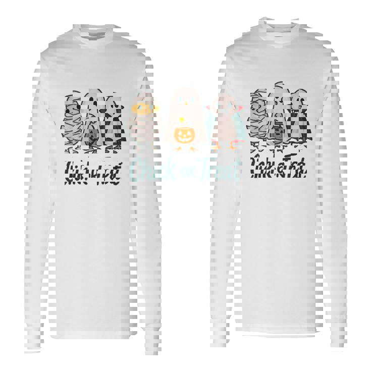 チックオアトリートハロウィンかわいいゴーストヴァンパイア 長袖Tシャツ
