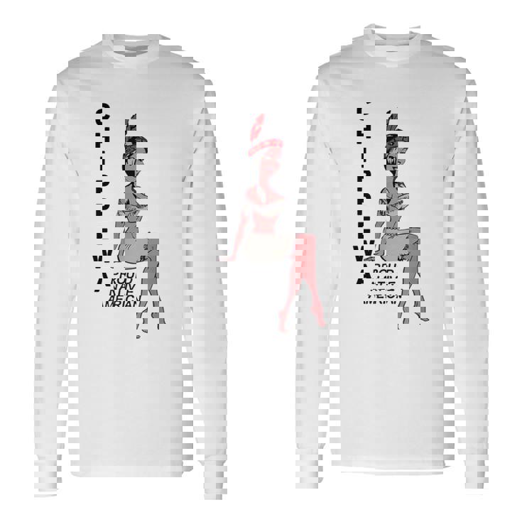 チペワ アメリカン インディアン トライブ キュート プラウド カートゥーン スクワー 長袖Tシャツ