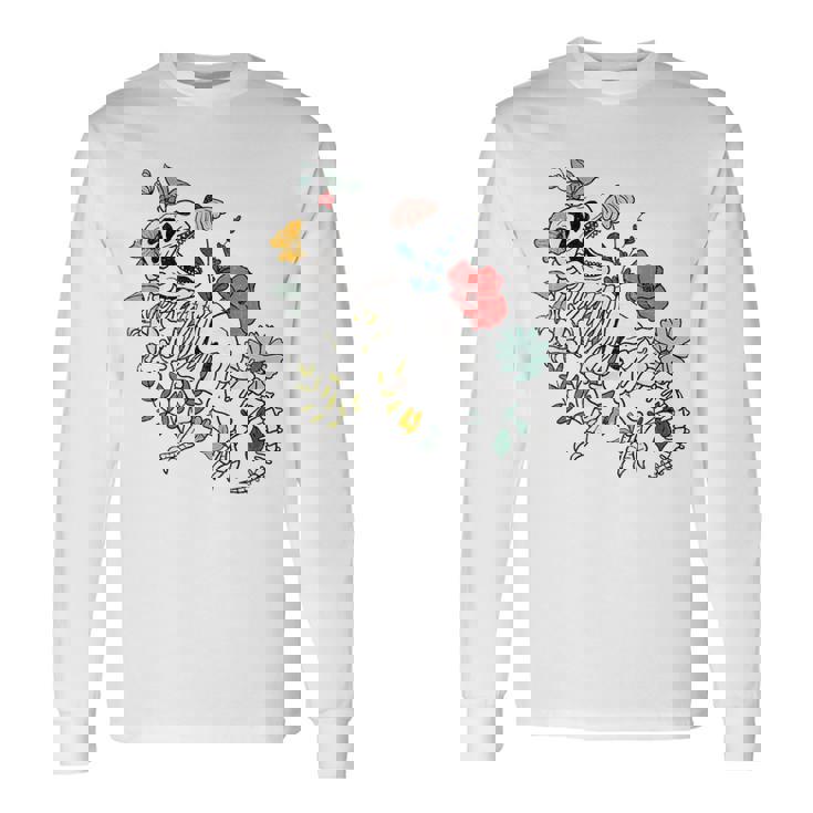 ティラノサウルス 恐竜 骨格 化石 古生物学 長袖Tシャツ