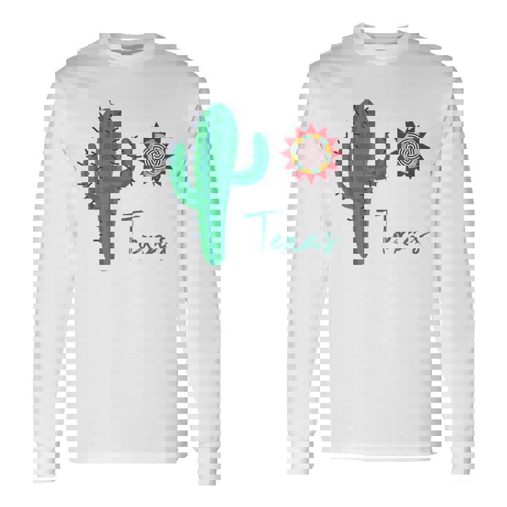 テキサス キュート 気まぐれなサボテン 南西部の太陽 砂漠 バケーション 長袖Tシャツ