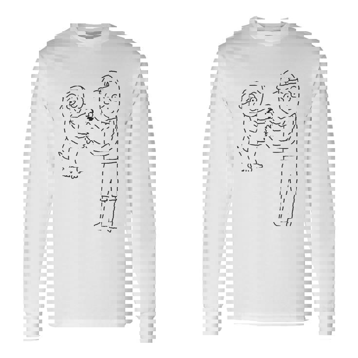 デコピンと大谷さん 手を繋ぐ 長袖Tシャツ