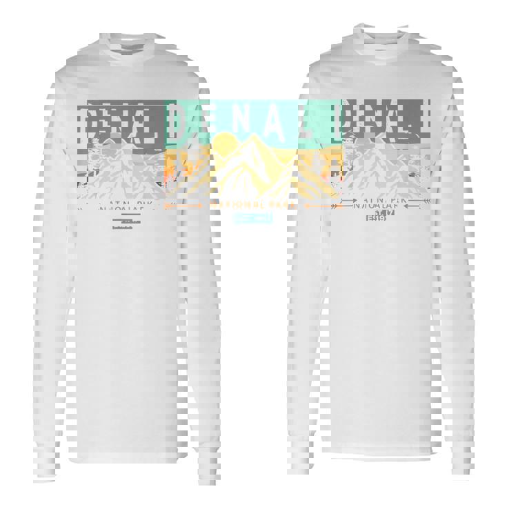 デナリ国立公園 山 自然 レトロ 夕日 ヴィンテージ 長袖Tシャツ