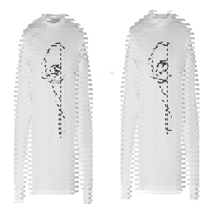 トイプードル 白 隠す 可愛い おもしろ シンプル イラスト 長袖tシャツ 長袖Tシャツ