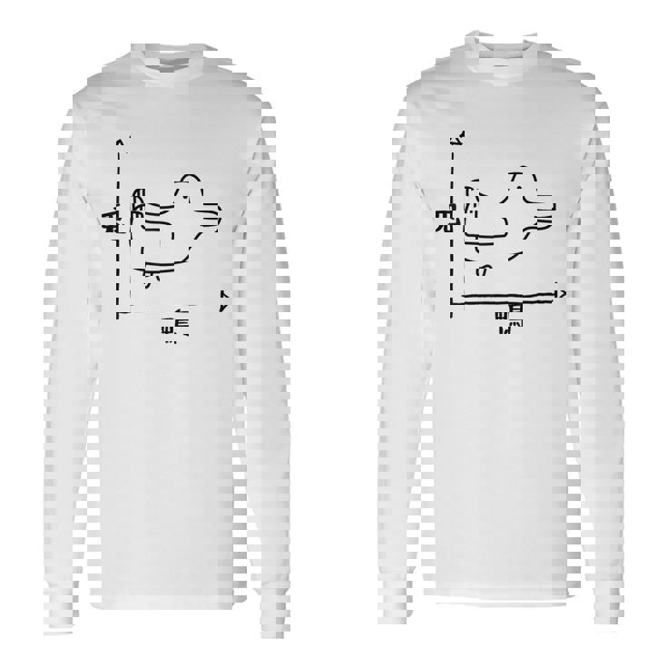 トリックアート うさぎとカモ 兎と鴨 おもしろデザイン だまし絵 兎 鴨 グラフ 長袖Tシャツ