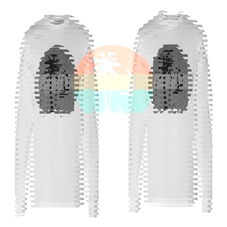 トロピカル ビーチ ヤシの木 ヴィンテージ レトロ 70年代 80年代 航海 長袖Tシャツ