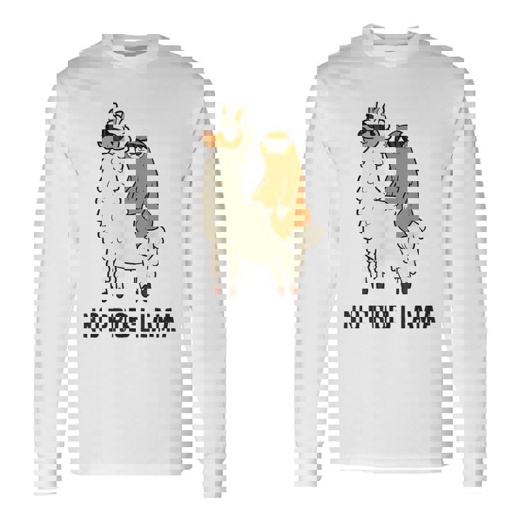 ナマケモノ乗り ラマ ノープルーラマ ラマ 長袖Tシャツ