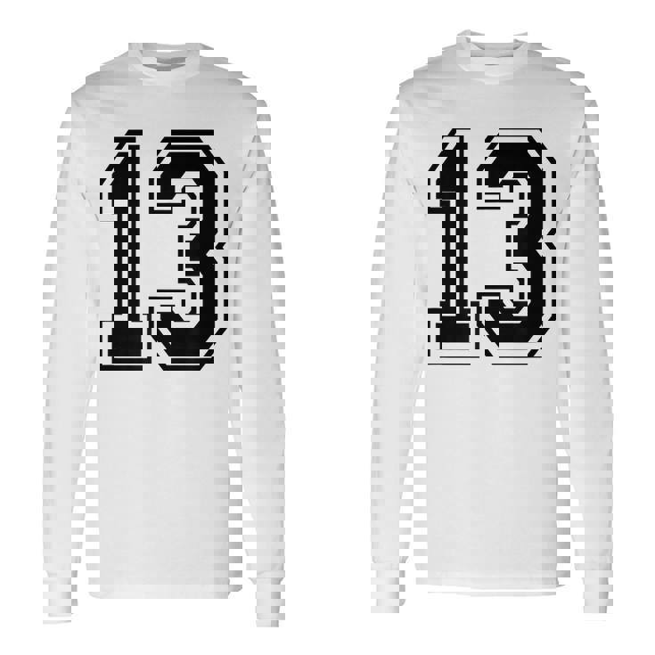 ナンバー13 カレッジスポーツチーム 黒文字 長袖Tシャツ