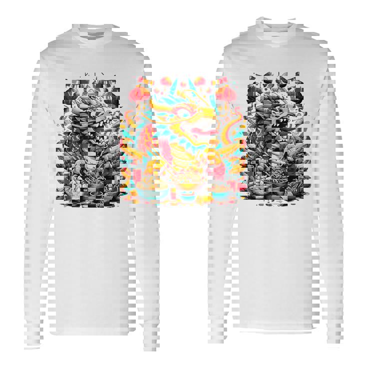 ニューイヤードラゴン ジョイフルドラゴン 旧正月のお祭り 長袖Tシャツ ギフトのアイデア