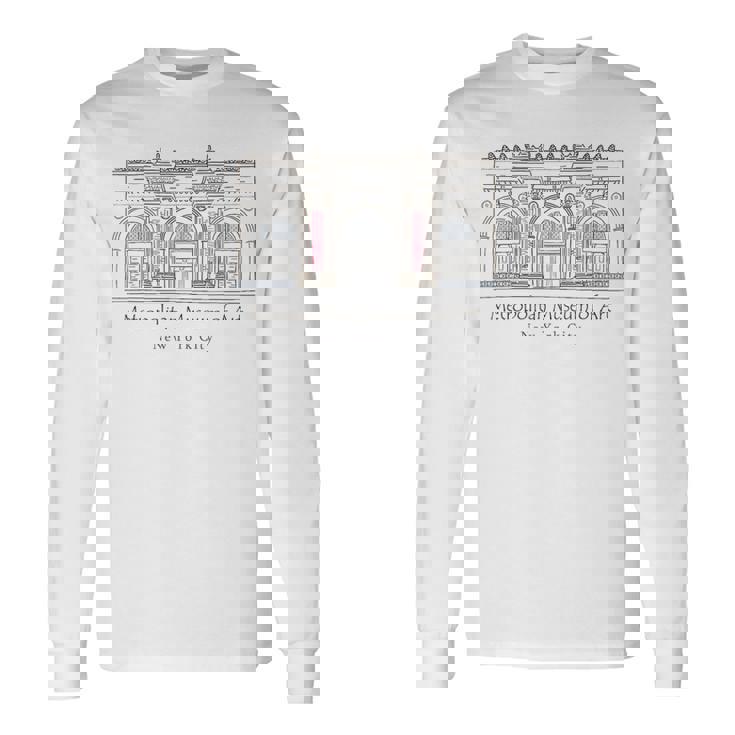 ニューヨーク、メトロポリタン美術館、アメリカ、手描き 長袖Tシャツ